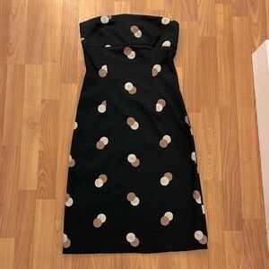 anthropology ruth Vintage Y2K black polka dot tube top dress size 2